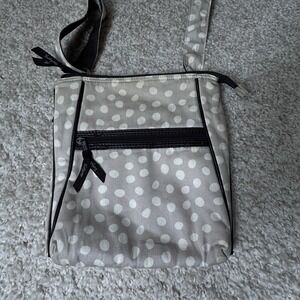 31 Thirty-One Hipster Beige & White Polka Dot Crossbody Organizing Purse Bag